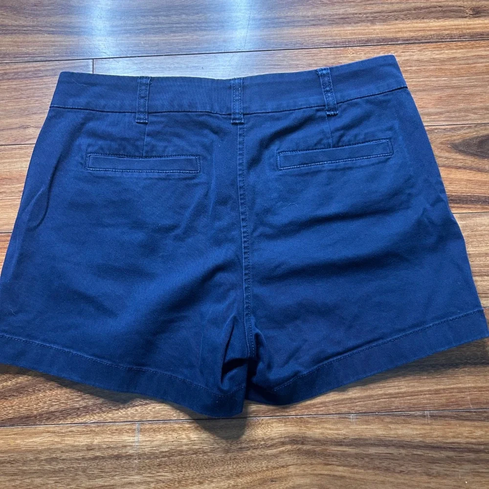 J Crew Chino Shorts Navy Blue‎ Womens Size 4 Flat Front Casual Everyday - Picture 6 of 7
